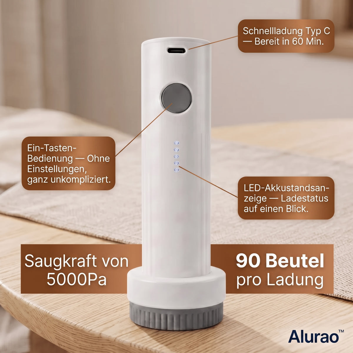 Alurao™ - コードレス旅行用真空セット