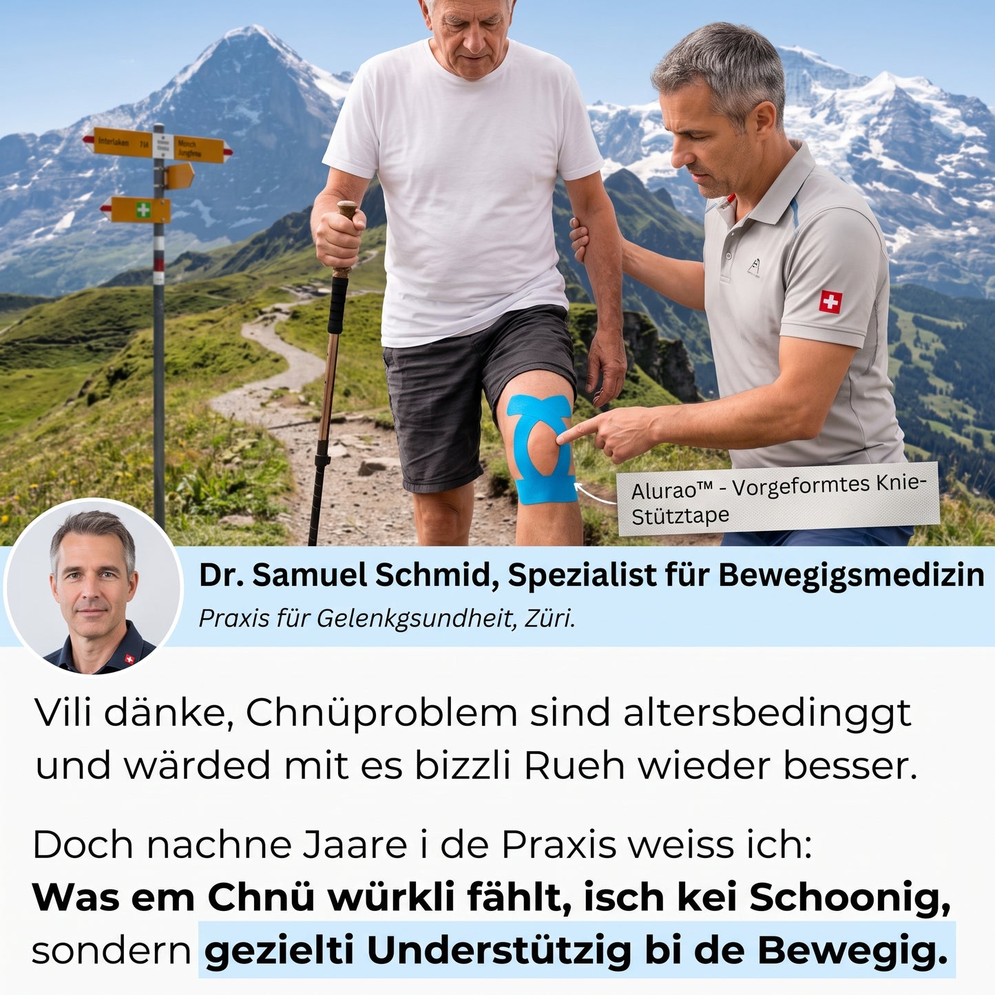 Alurao™ - Vorgeformtes Knie-Stütztape