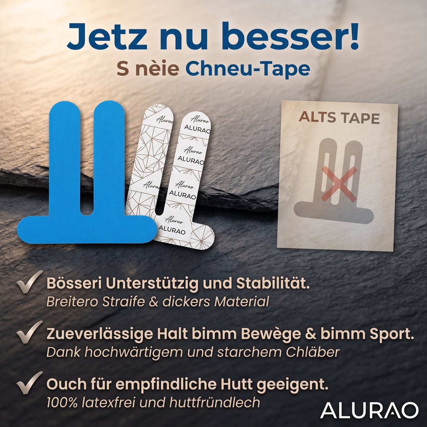 Alurao™ - Vorgeformtes Knie-Stütztape