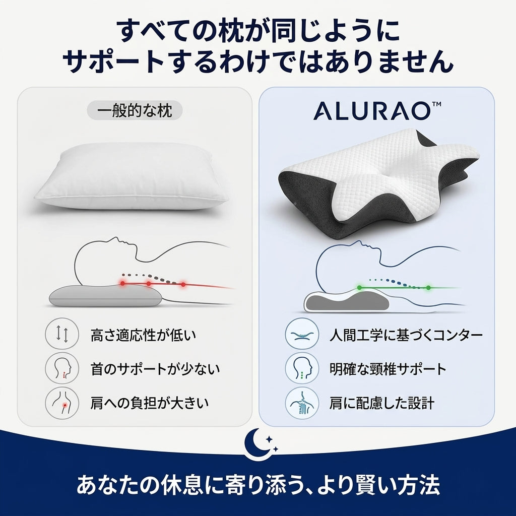 Alurao™ 人間工学設計のネックサポート枕