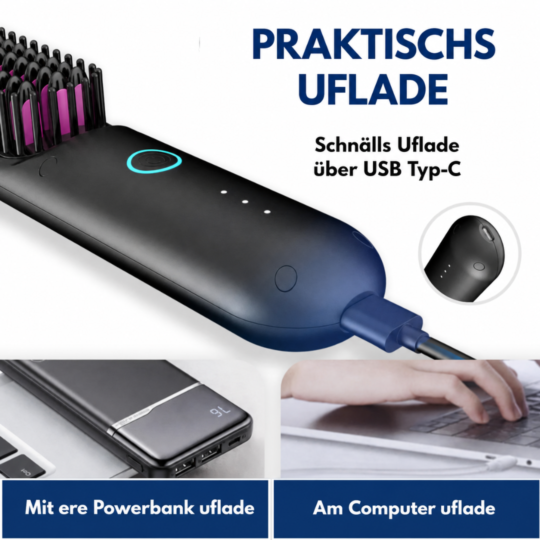 GLANZERA™ - Kabellose Glättungsbürste