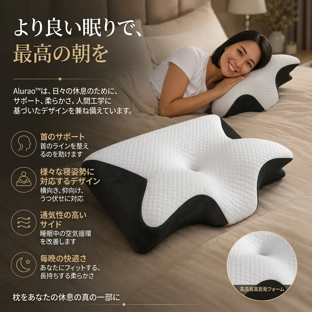 Alurao™ 人間工学設計のネックサポート枕