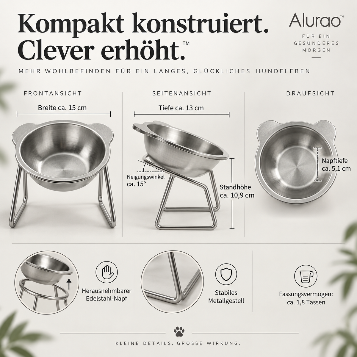 Alurao™ - 人間工学に基づいたハイスタンドフードボウル