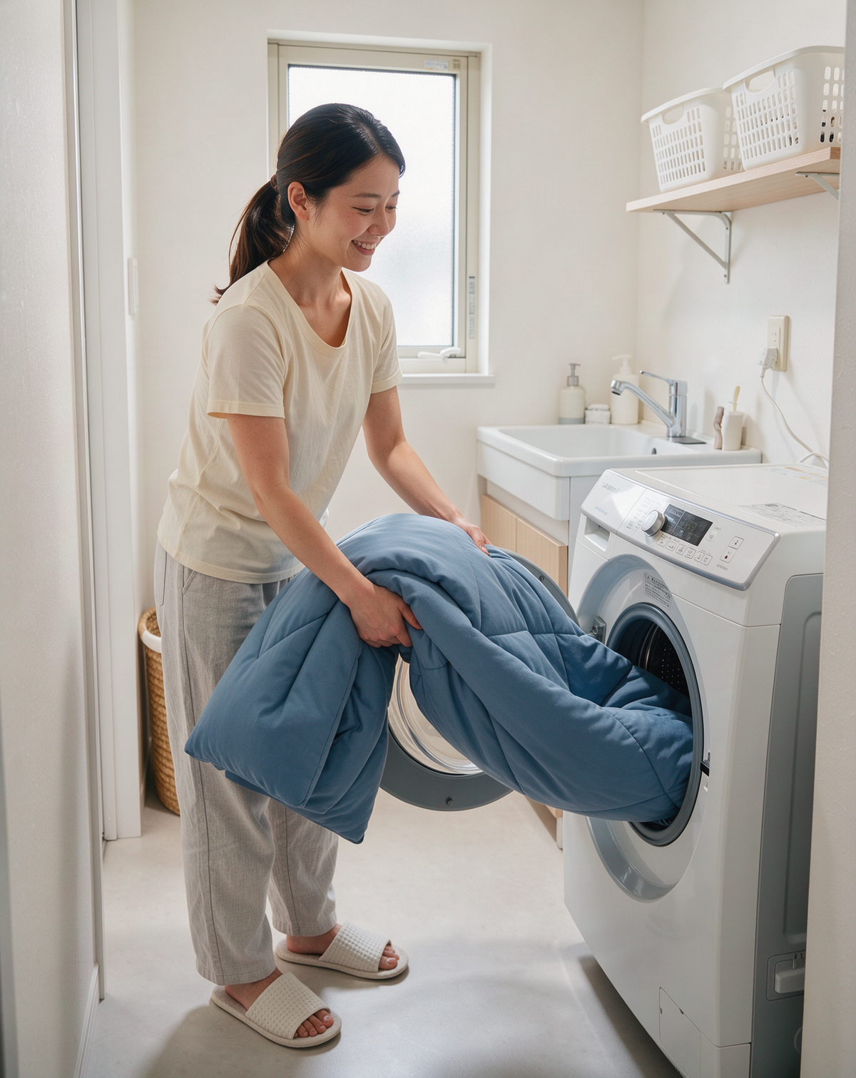 洗濯機でまるごと洗える2in1掛け布団